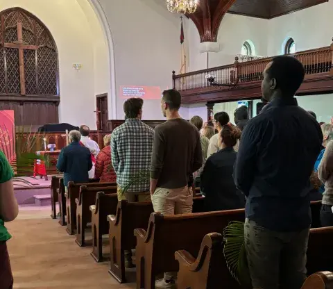 People standing in a church