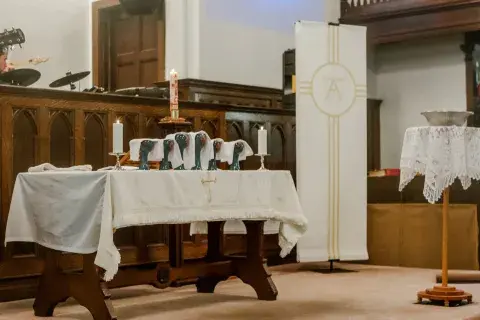 Communion elements on the altar